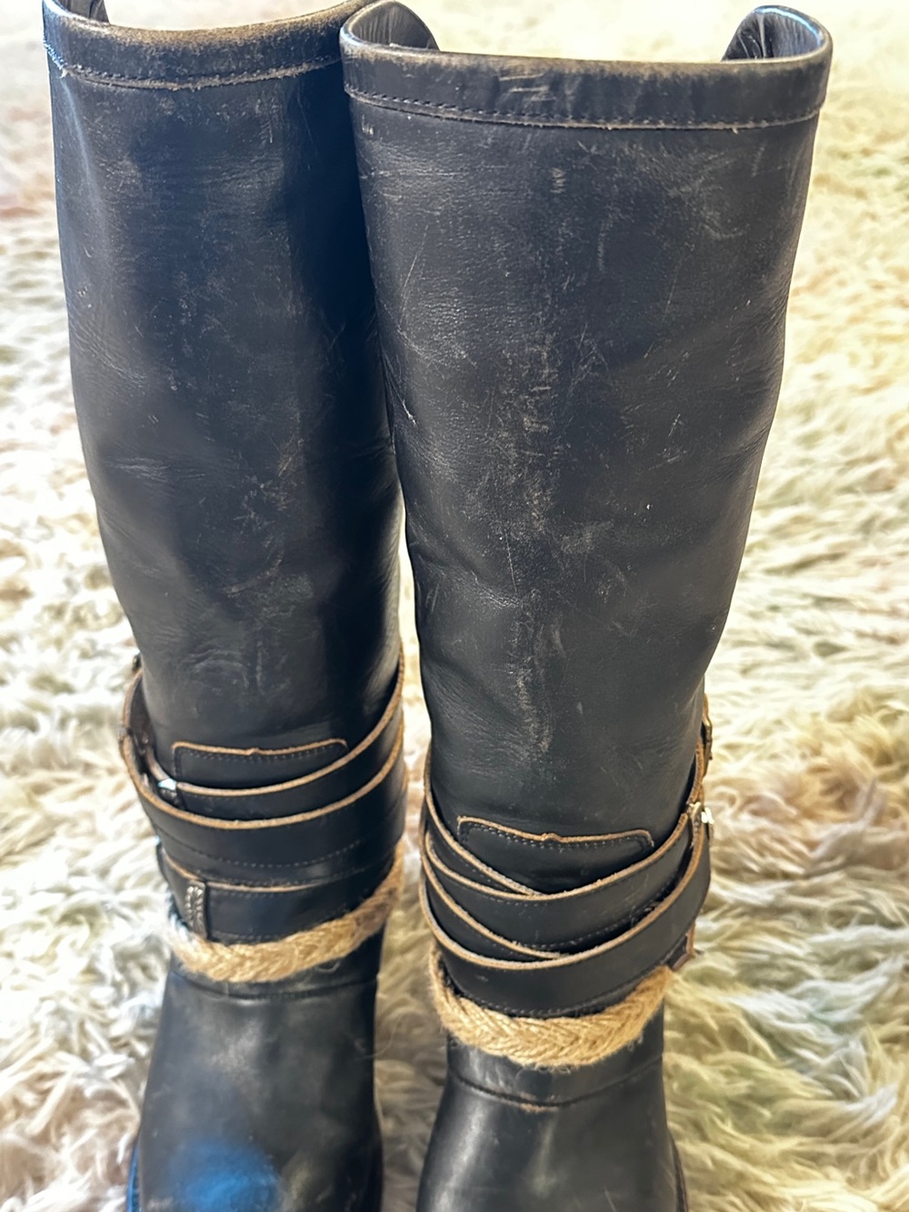 Freebird Drove Distressed Black Leather Boots Size 7 - Picture 8 of 15